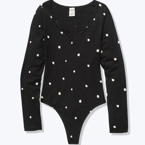Victorias Secret Pink Long Sleeve Bodysuit Daisy